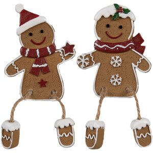 Clayre & Eef 6PR4196 Bonhomme de pain dépices set de décoration 2 pièces 7x2x9 cm