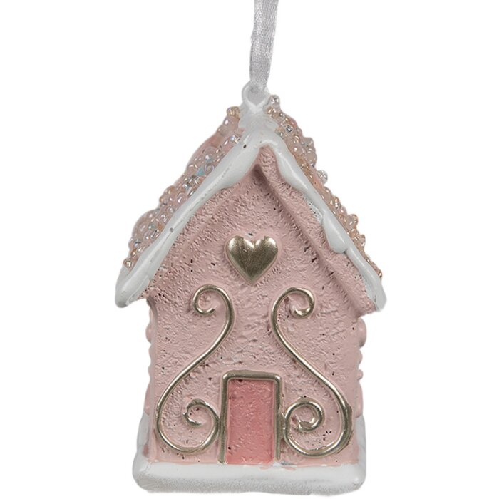 Clayre & Eef 6PR4211 Pendentif de Noël Maison rose 4x4x6 cm