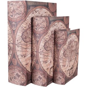 Clayre & Eef 65695 Set de 3 boîtes de rangement en bois marron 27x22x7 cm