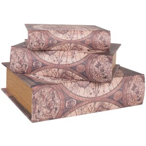 Clayre & Eef 65695 Set de 3 boîtes de rangement en bois marron 27x22x7 cm