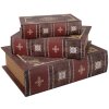 Clayre & Eef 65696 Set de 3 boîtes de rangement en bois marron beige 27x22x7 cm