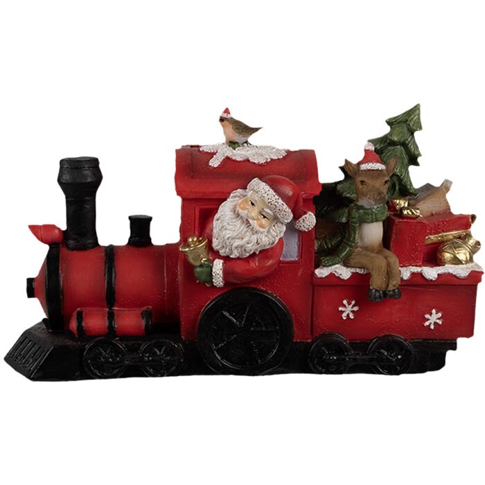 Clayre & Eef 6PR4178 Décoration Locomotive Père Noël LED 19x7x10 cm