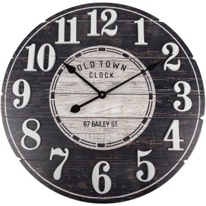 Clayre & Eef 5KL0240 Horloge murale noir blanc bois...