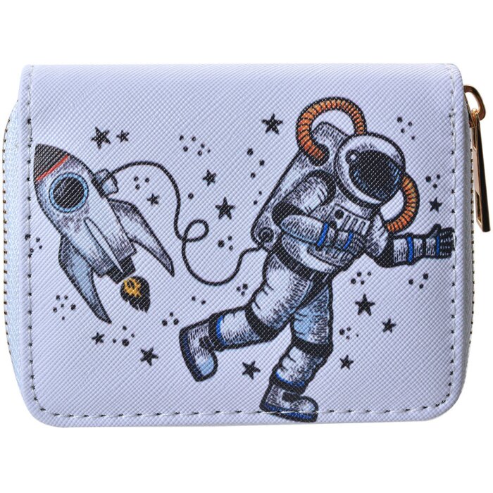 Juleeze JZWA0216 Portefeuille Blanc Gris 11x9 cm Polyuréthane Astronaute Fusée