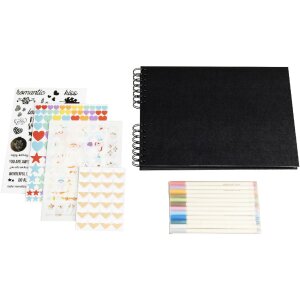 Exacompta 16801E Set scrapbooking avec album photo 32x22 cm SCRAP ADDICT Noir