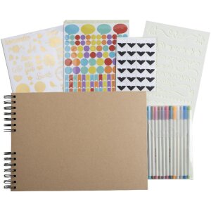 Exacompta 16802E Set album scrapbooking 32x22cm Scrap Addict kraft marron