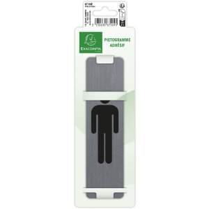 Exacompta Panneau indicateur autocollant aspect aluminium vertical Hommes 16,5x4,4cm