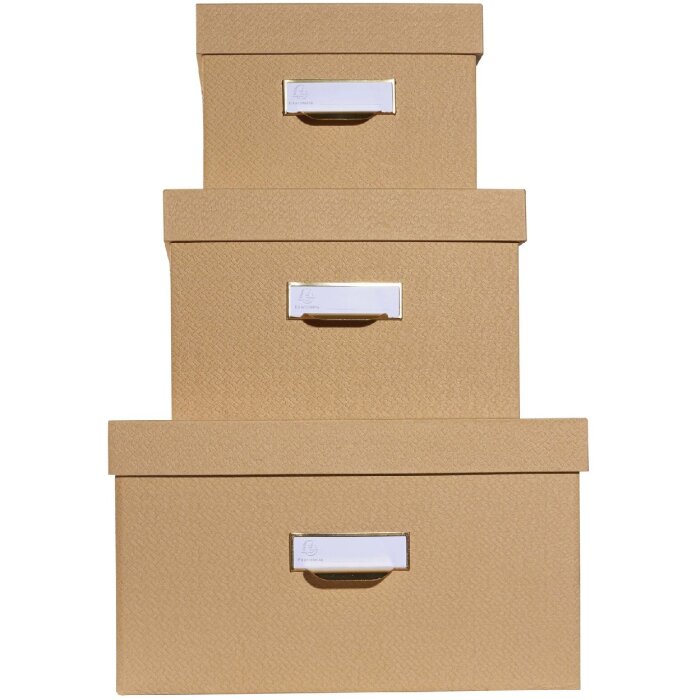 Exacompta 79602E Set de 3 boîtes de rangement Office by me Beige