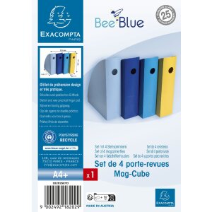 Exacompta 18202SETD Set de 4 porte-revues MAG-CUBE Bee Blue Couleurs assorties