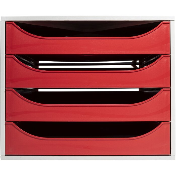 Exacompta 2286107D ECOBOX Boîte à tiroirs avec 4 tiroirs rouge