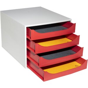 Exacompta 2286107D ECOBOX Boîte à tiroirs avec 4 tiroirs rouge