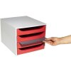 Exacompta 2286107D ECOBOX Boîte à tiroirs avec 4 tiroirs rouge