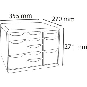 Exacompta Boîte à tiroirs STORE BOX MULTI 11 tiroirs ouverts gris clair