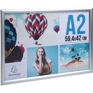 Exacompta 8294358D Cadre pour affiches murales Aluminium A2 Exacryl Argent