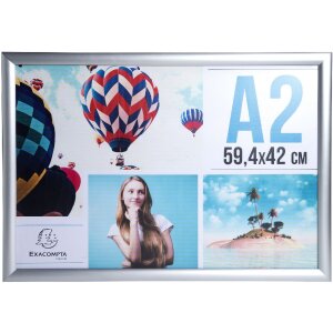 Exacompta 8294358D Cadre pour affiches murales Aluminium A2 Exacryl Argent