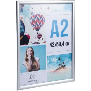 Exacompta 8294358D Cadre pour affiches murales Aluminium A2 Exacryl Argent