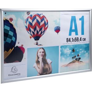 Exacompta 8194358D Cadre pour affiches murales A1 Aluminium Exacryl Argent