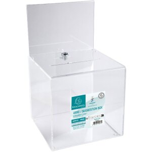 Exacompta 89258D Urne verrouillable 21x21x21cm avec bandeau A5 cristal