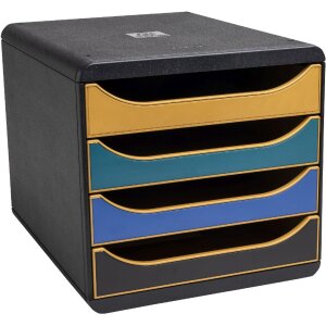 Exacompta Big Box Boîte à tiroirs avec 4 tiroirs Neo Deco couleurs assorties