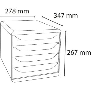 Exacompta 31034D Big Box Boîte à tiroirs 4 tiroirs Skandi Bleu Pacifique A4+