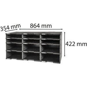 Exacompta ModuloDoc 385714D 12 compartiments sans tiroirs EcoBlack Gris foncé