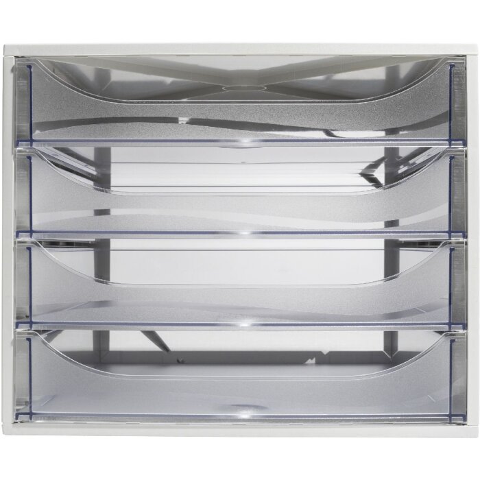 Exacompta 228323D ECOBOX Boîte à tiroirs avec 4 tiroirs cristal