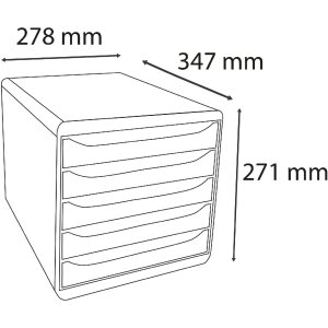 Black Office 309984D Boîte à tiroirs Big Box Plus 5 tiroirs noir framboise