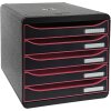 Black Office 309984D Boîte à tiroirs Big Box Plus 5 tiroirs noir framboise