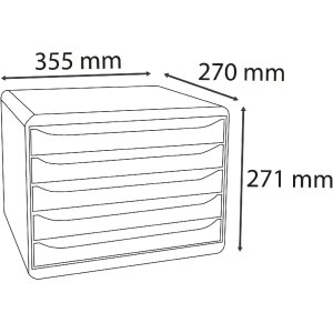 Exacompta 3087213D Boîte à tiroirs Big Box Plus Horizon format horizontal 5 tiroirs