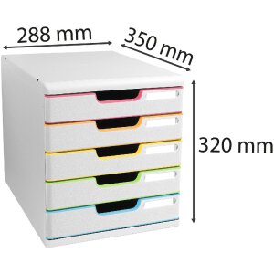 Exacompta 301913D Boîte à tiroirs MODULO A4 5 tiroirs blanc Arlequin