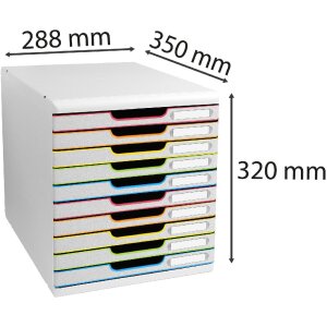 Exacompta 302913D Boîte à tiroirs MODULO A4 10 tiroirs blanc Arlequin