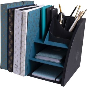 Exacompta 394505D Organiseur de bureau Neo Deco noir bleu vert