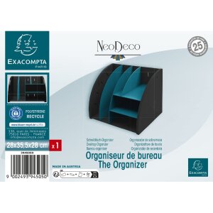 Exacompta 394505D Organiseur de bureau Neo Deco noir bleu vert