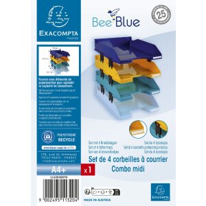 Exacompta 113202SETD Corbeille à courrier Set 4 pièces Combo Midi A4+ couleurs assorties