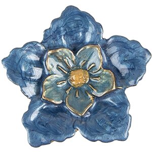 Clayre & Eef Bouton de porte Fleur bleu Fer 4x3x4 cm