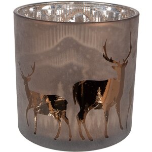 Clayre Eef Bougeoir Motif Cerf Marron Verre Ø...