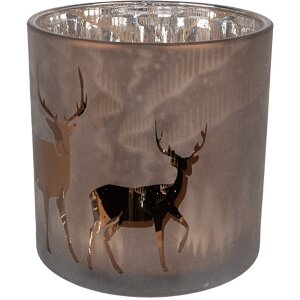 Clayre Eef Bougeoir Motif Cerf Marron Verre Ø...