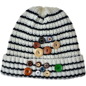 Juleeze JZKCA0006W Bonnet enfant Blanc Noir Boutons...