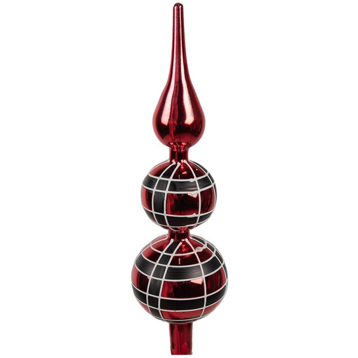 Clayre Eef 6GL4652 Pointe de sapin de Noël rouge verre Ø 8x30 cm Décorations de sapin de Noël