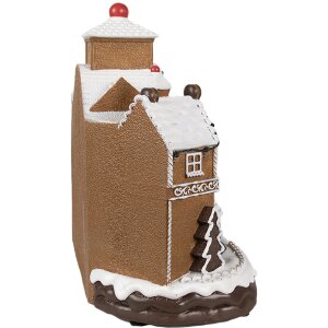 Clayre Eef Décoration de Noël Maison en pain dépices LED Musique 33x17x30 cm Marron