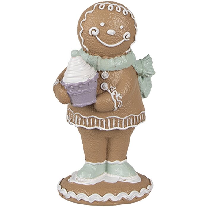 Clayre Eef Figurine de Noël Père Noël en pain dépice 11 cm brun style rustique