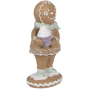 Clayre Eef Figurine de Noël Père Noël en pain dépice 11 cm brun style rustique