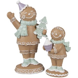 Clayre Eef Figurine de Noël Père Noël en pain dépice 11 cm brun style rustique