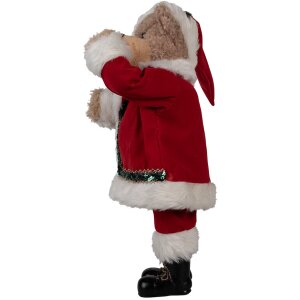 Clayre Eef Figurine de décoration de Noël Ours 51 cm Rouge Plastique Textile