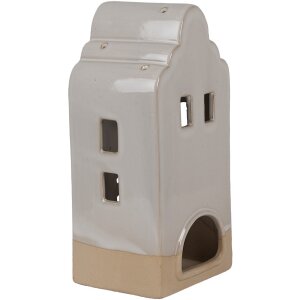 Clayre & Eef 6CE1791 Porte-bougie en porcelaine Maison Beige 11x10x23 cm