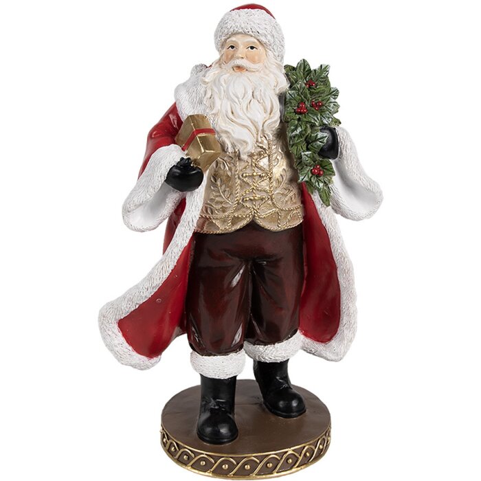 Clayre & Eef 6PR4278 Figurine du Père Noël Rouge 13x10x23 cm Polyrésine Classique