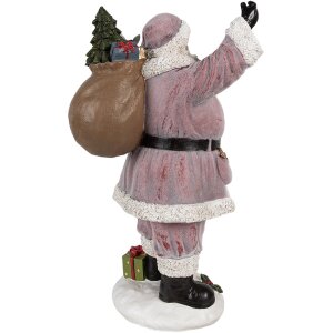 Clayre & Eef Figurine de Père Noël Rose 43 cm Décoration de Noël en polyrésine