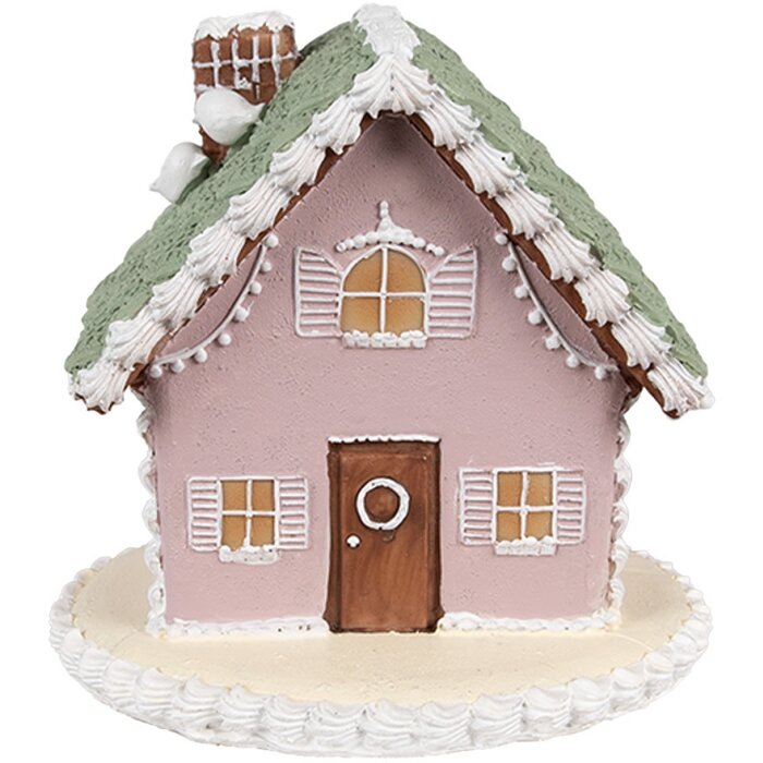 Clayre Eef Maison en pain dépices 12 cm Rose Polyrésine Décoration de Noël