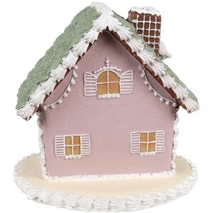 Clayre Eef Maison en pain dépices 12 cm Rose Polyrésine Décoration de Noël