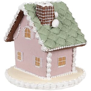 Clayre Eef Maison en pain dépices 12 cm Rose Polyrésine Décoration de Noël